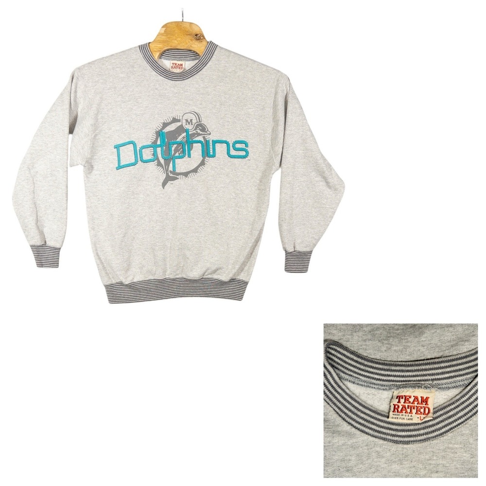 Vtg Miami Dolphins Sweatshirt‎ Mens Large Team Rated Made In USA NFL Football